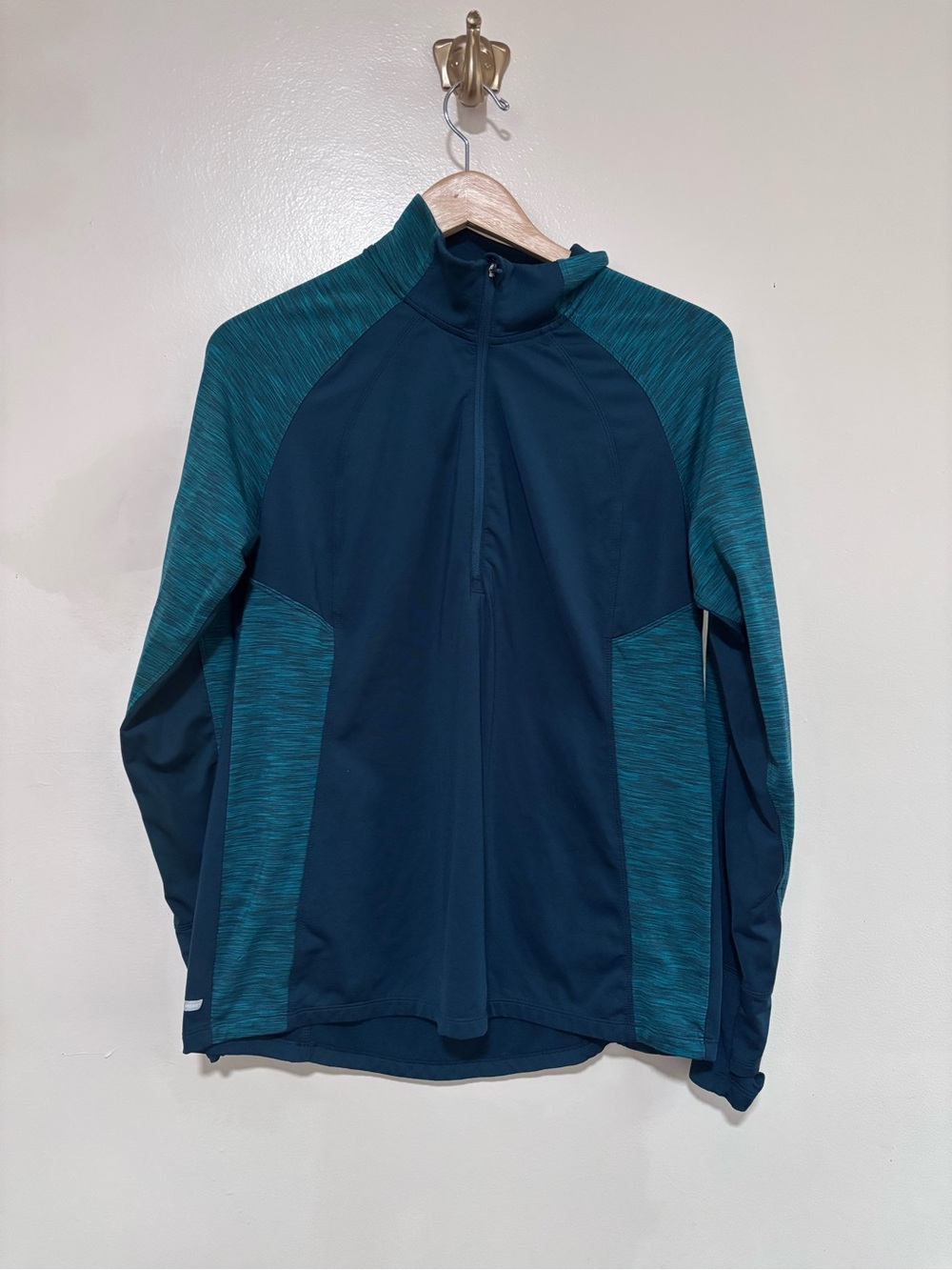 Danskin Dri More Half zip Navy & Teal Zippered Athletic Jacket Running Jogging L